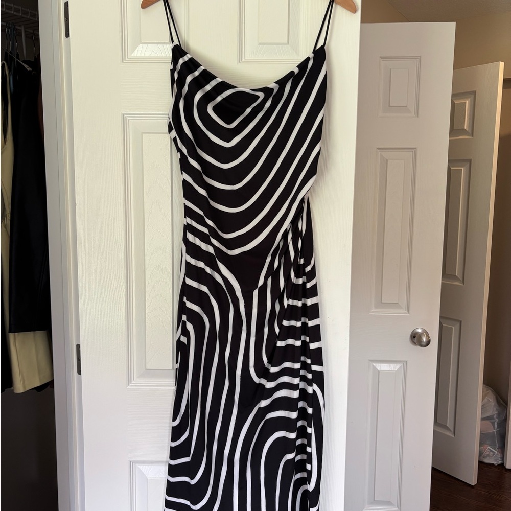 Elegant Black and White Striped Dress